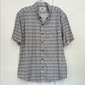 WRK Work Rest Karma Reworked Gray Striped Men's Shirt Pocket Tee Multi-Fabric